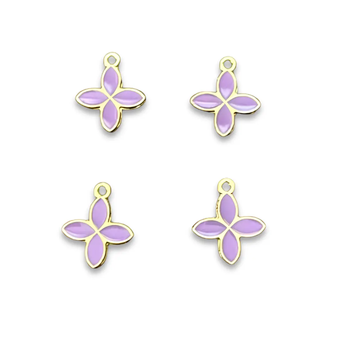 4 Petal Flower Enamel Pendant Charms