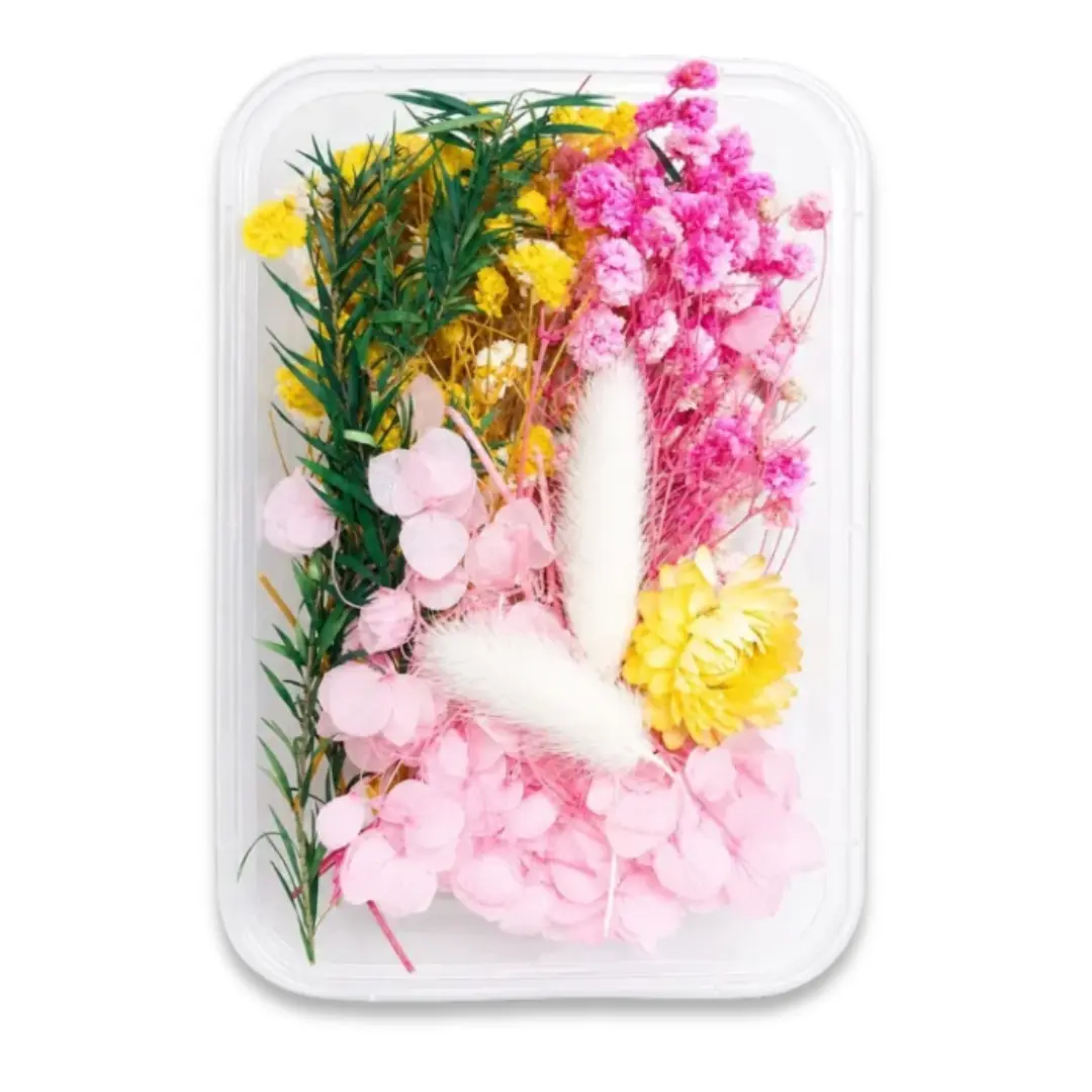 Yellow with Pink Dried Flower Box for Resin Art
