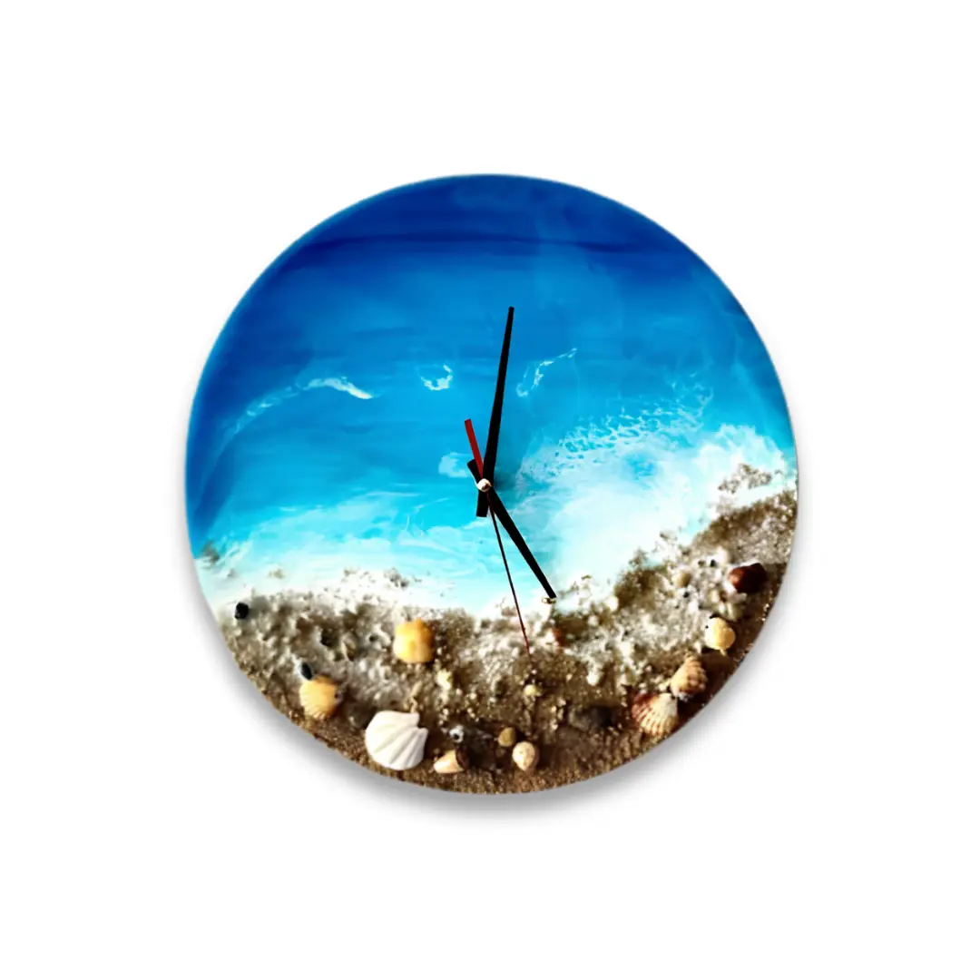 Ocean Theme Luxury Resin Wall Clock with Curved Edges