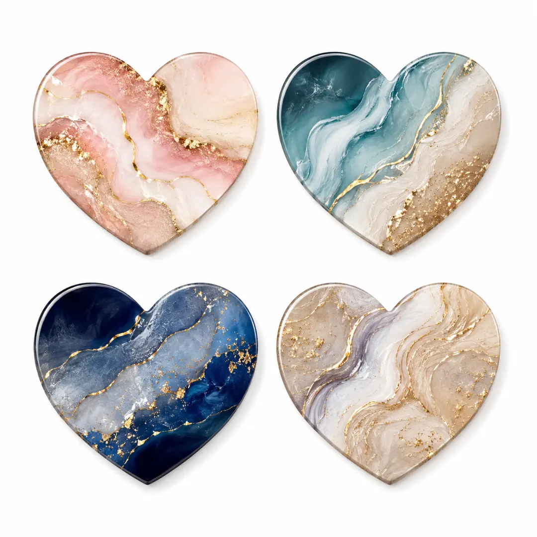 Resin Art Heart Shape Coasters