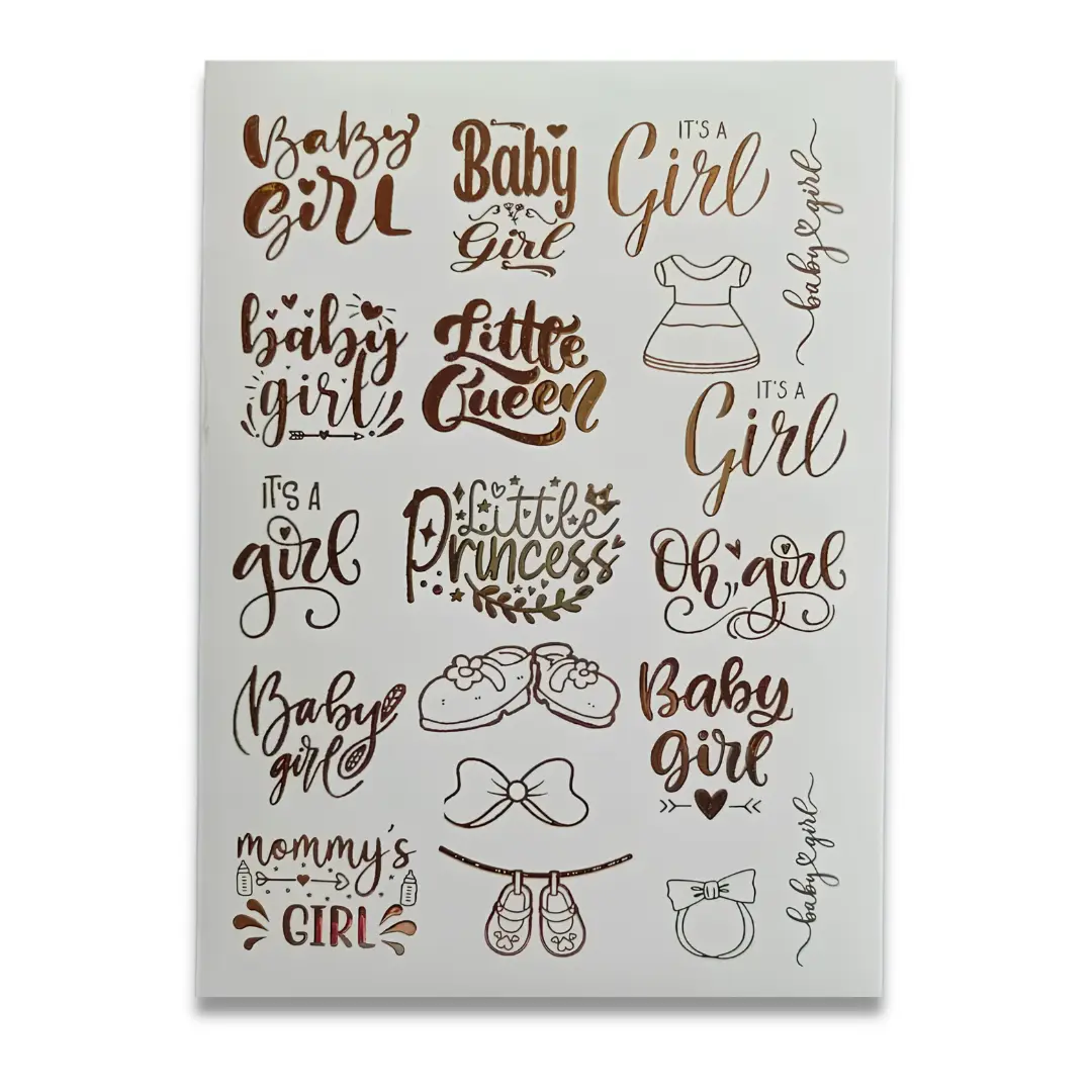 Baby Girl Embossed Gold Sticker for Resin Art