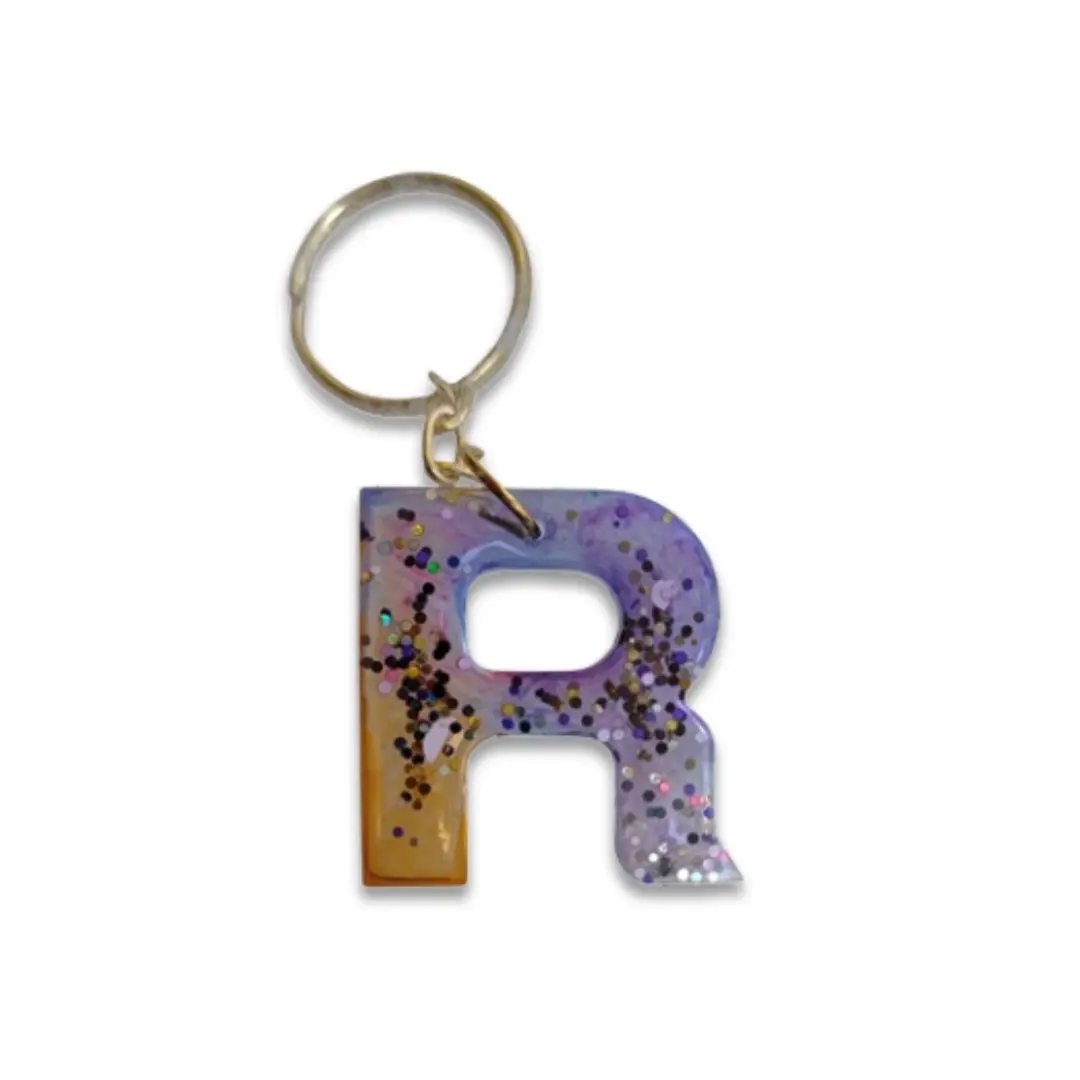 Resin Art Keychain Alphabet R